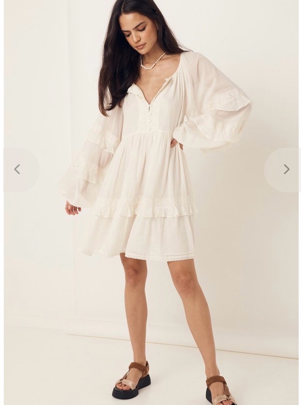 Spell Cream Boho Tiered Mini Dress- Magnolia Mini Dress - Picture 3 of 8